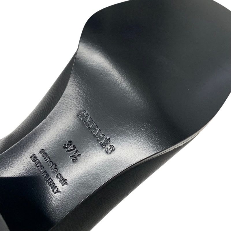 Hermes Flats Boots Short Shoes Leather Black Stitching — view 8