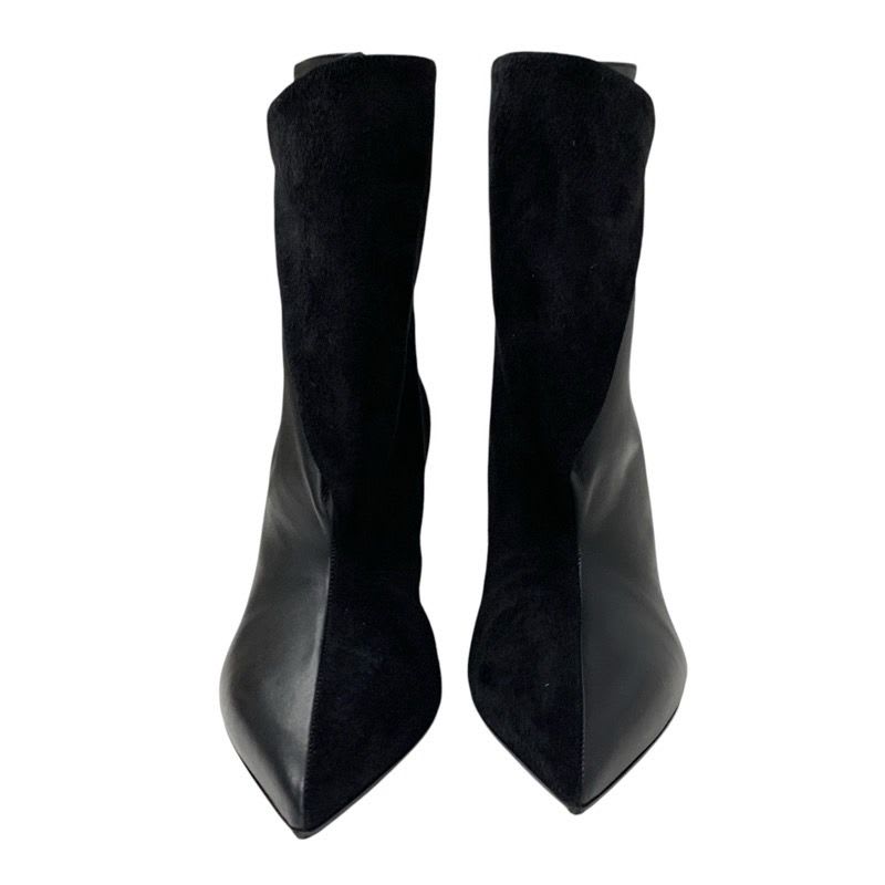 Hermes Hanae Boots Short Shoes Suede Leather Black — view 2