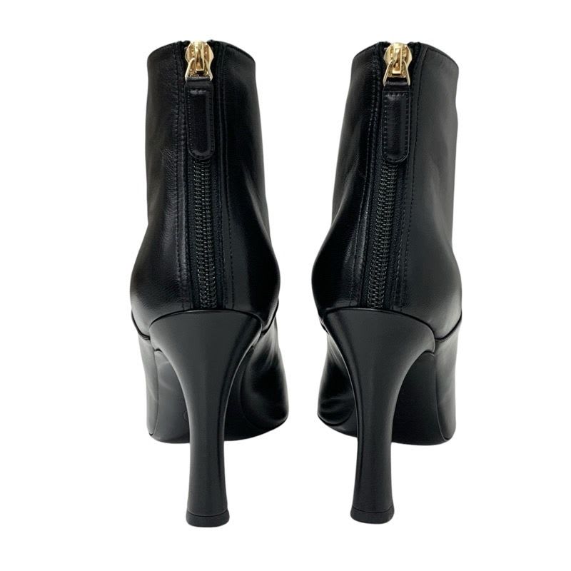 Chanel Boots Short Shoes Leather Fabric Black Coco Mark Pearl — view 5