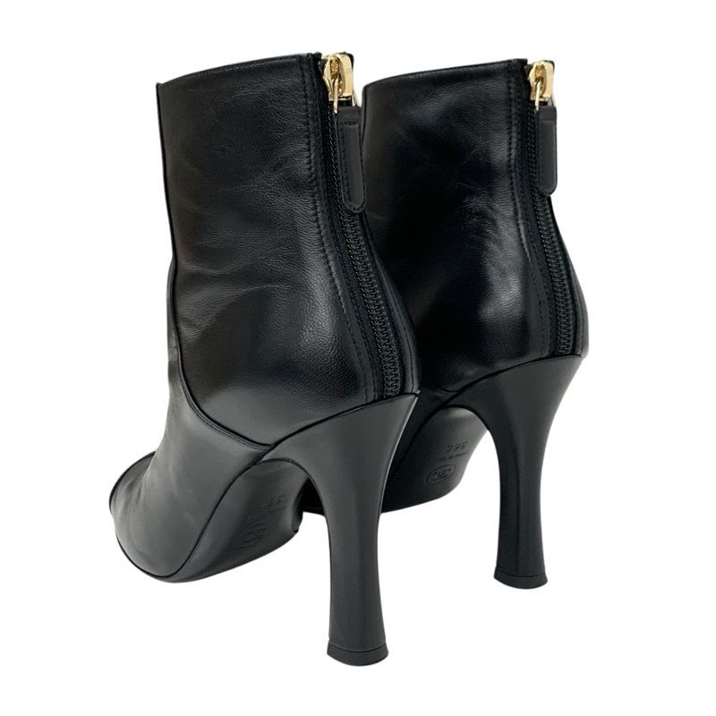 Chanel Boots Short Shoes Leather Fabric Black Coco Mark Pearl — view 4