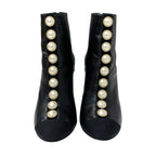 Chanel Boots Short Shoes Leather Fabric Black Coco Mark Pearl — view 2