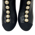 Chanel Boots Short Shoes Leather Fabric Black Coco Mark Pearl — view 9