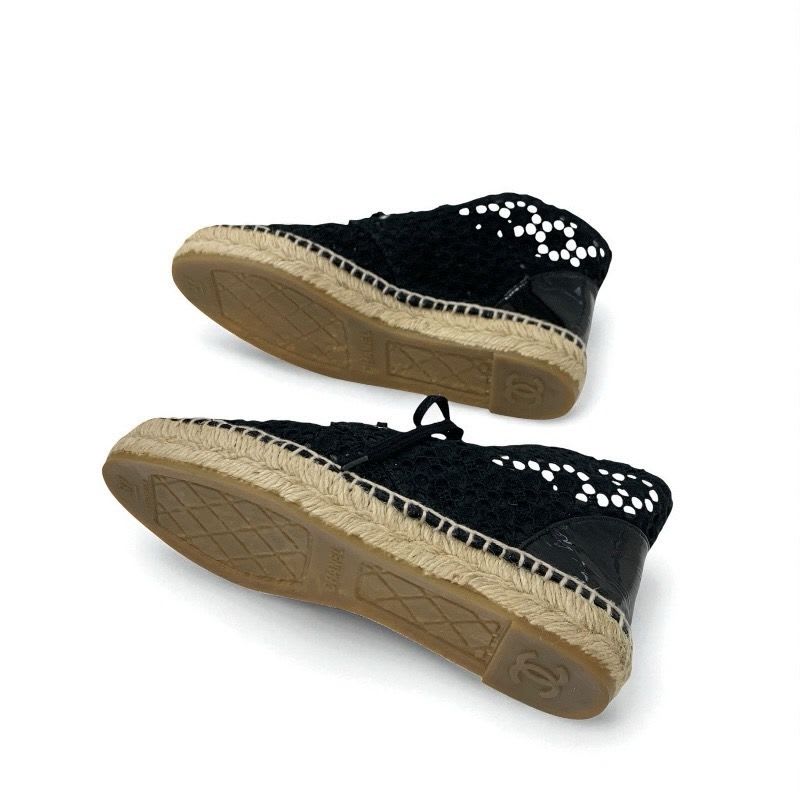 Chanel Sneakers Shoes Fabric Patent Black Coco Mark Espadrilles Lace — view 6