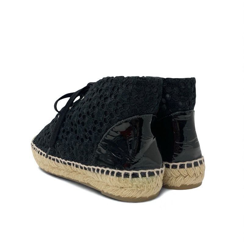 Chanel Sneakers Shoes Fabric Patent Black Coco Mark Espadrilles Lace — view 4