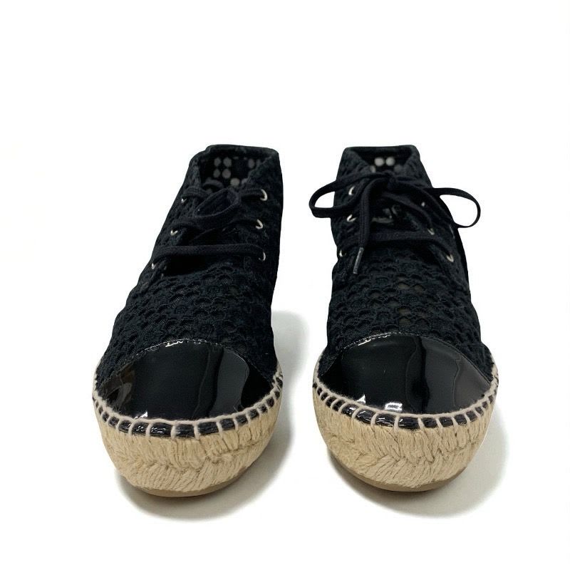Chanel Sneakers Shoes Fabric Patent Black Coco Mark Espadrilles Lace — view 2