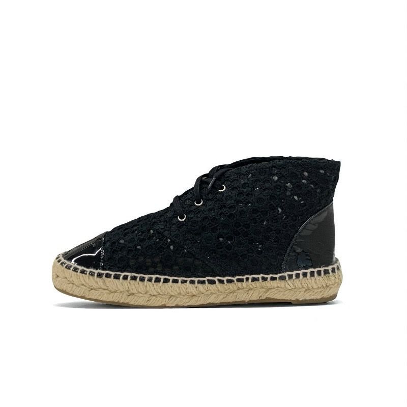 Chanel Sneakers Shoes Fabric Patent Black Coco Mark Espadrilles Lace — view 3