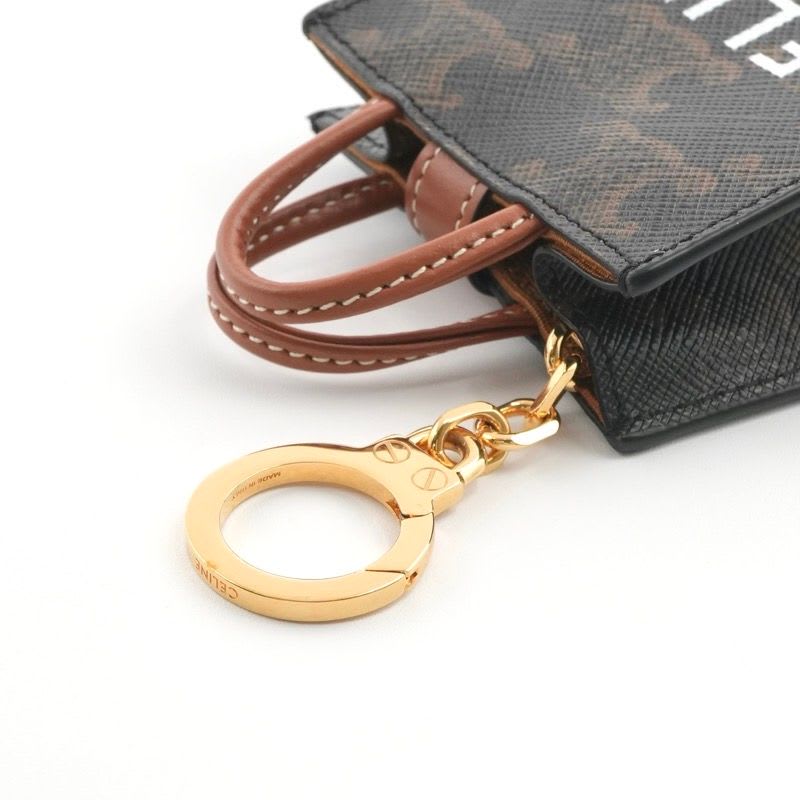Celine Charm Brown Gold Triomphe Canvas Logo Micro Vertical Cabas — view 5