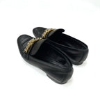 Louis Vuitton Upper Case Line Loafers Leather Shoes Black Gold Chain — view 4
