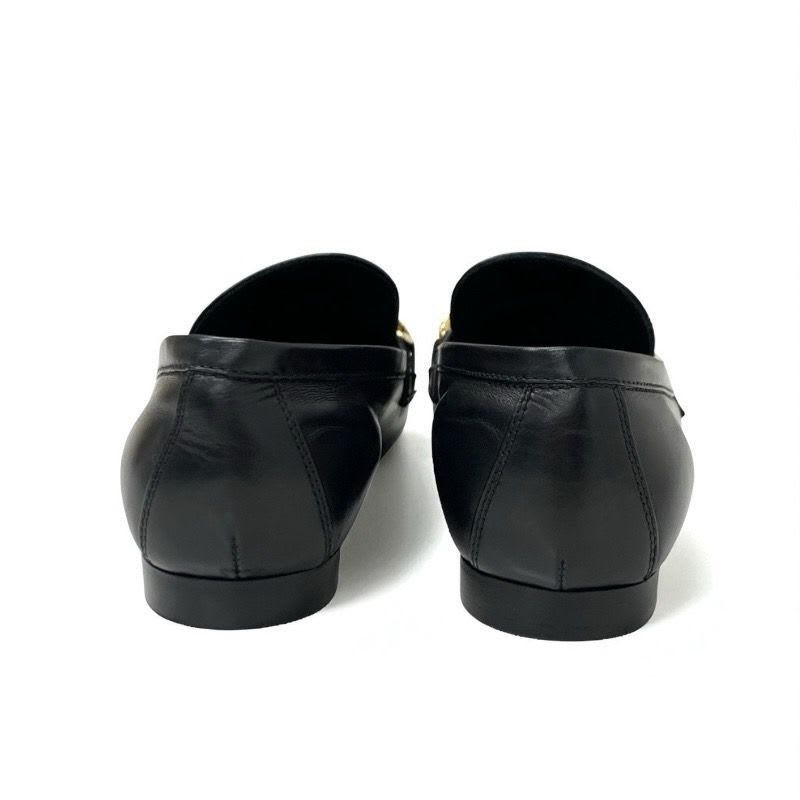 Louis Vuitton Upper Case Line Loafers Leather Shoes Black Gold Chain — view 5