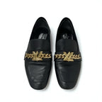 Louis Vuitton Upper Case Line Loafers Leather Shoes Black Gold Chain — view 2