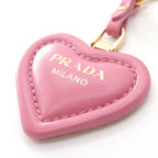 Prada Charm Pink Gold Nappa Leather Key Ring Logo Heart — view 4