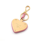 Prada Charm Pink Gold Nappa Leather Key Ring Logo Heart — view 3
