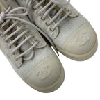 Chanel Boots Short Shoes Haraco Suede Shearling Beige Gray Coco Mark Lace — view 9