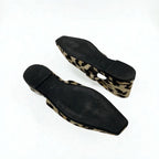 Christian Dior Mizza Flat Shoes Fabric Beige Black Leopard Logo Strap — view 6