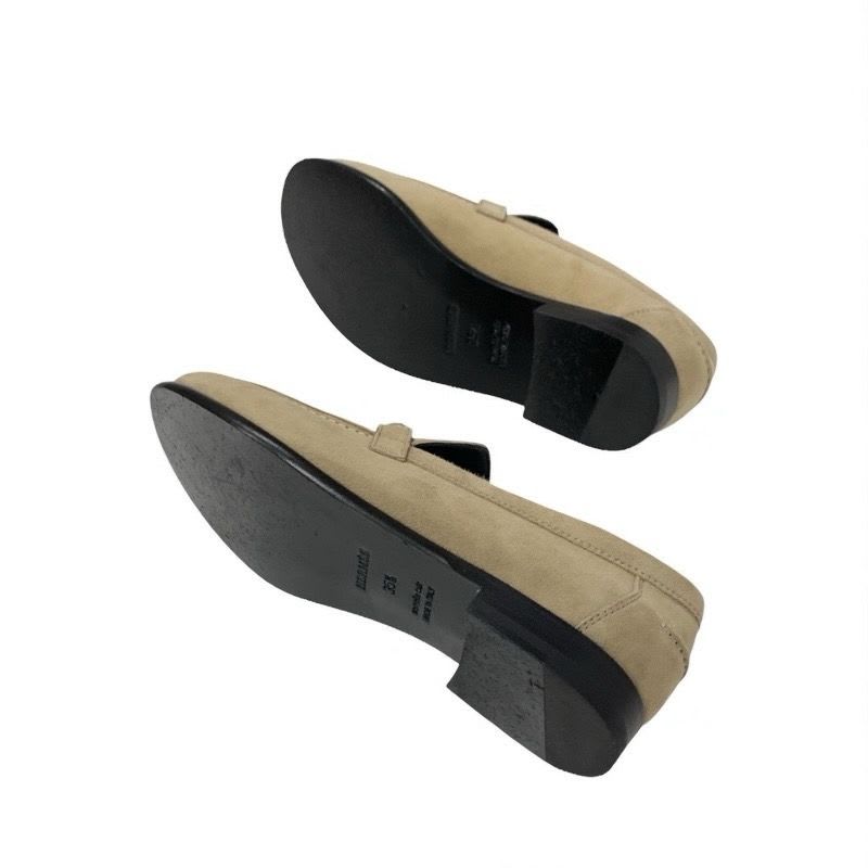 Hermes D'esting Loafers Leather Shoes Suede Beige Silver Moccasins Kelly — view 5