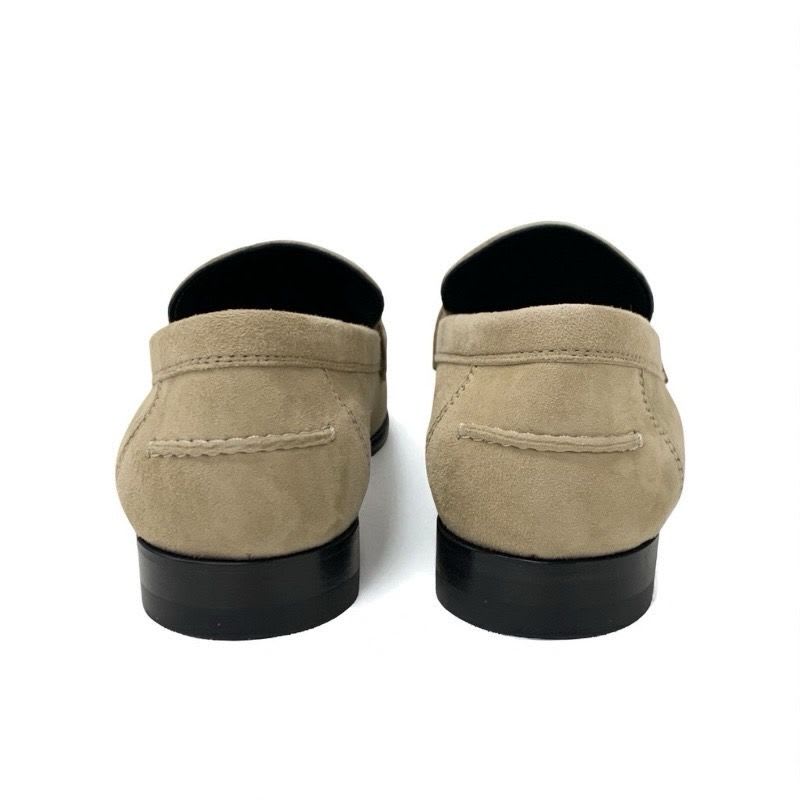 Hermes D'esting Loafers Leather Shoes Suede Beige Silver Moccasins Kelly — view 4