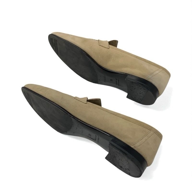 Hermes Paris Loafers Leather Shoes Suede Beige Hhardware Moccasins — view 6