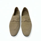 Hermes Paris Loafers Leather Shoes Suede Beige Hhardware Moccasins — view 2