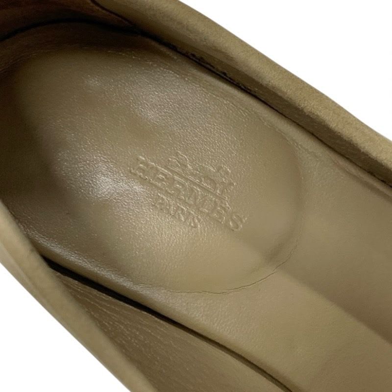 Hermes Paris Loafers Leather Shoes Suede Beige Hhardware Moccasins — view 7