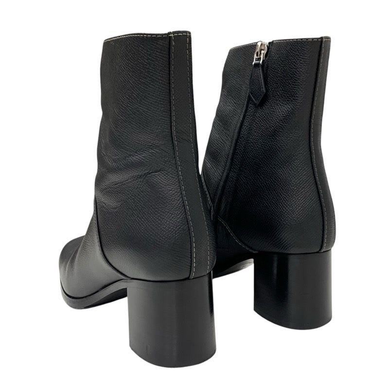 Hermes Flats Boots Short Shoes Leather Black Stitching — view 4