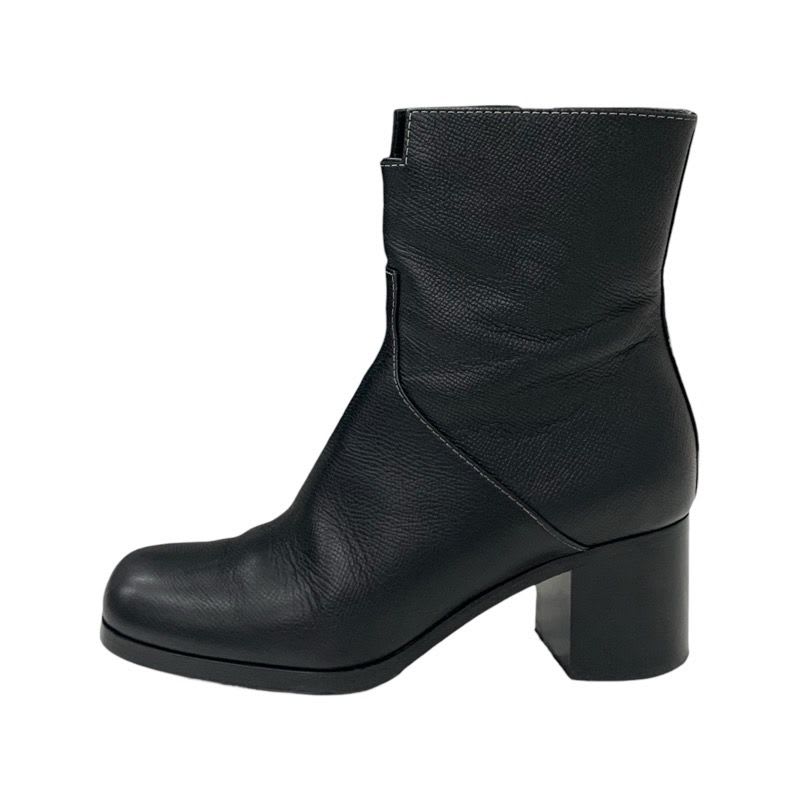 Hermes Flats Boots Short Shoes Leather Black Stitching — view 3