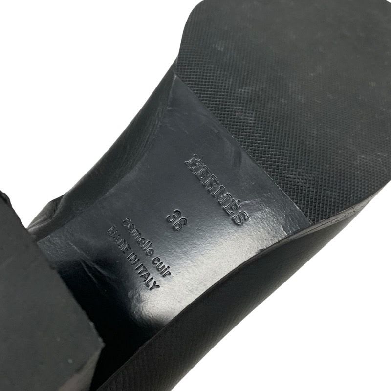 Hermes Flats Boots Short Shoes Leather Black Stitching — view 8