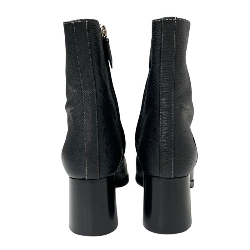 Hermes Flats Boots Short Shoes Leather Black Stitching — view 5
