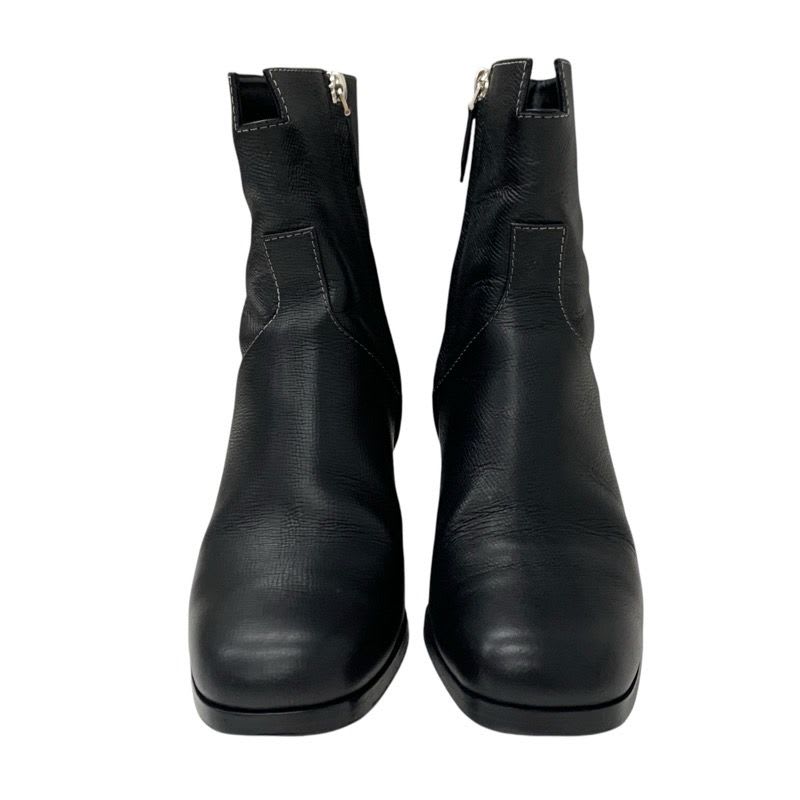 Hermes Flats Boots Short Shoes Leather Black Stitching — view 2