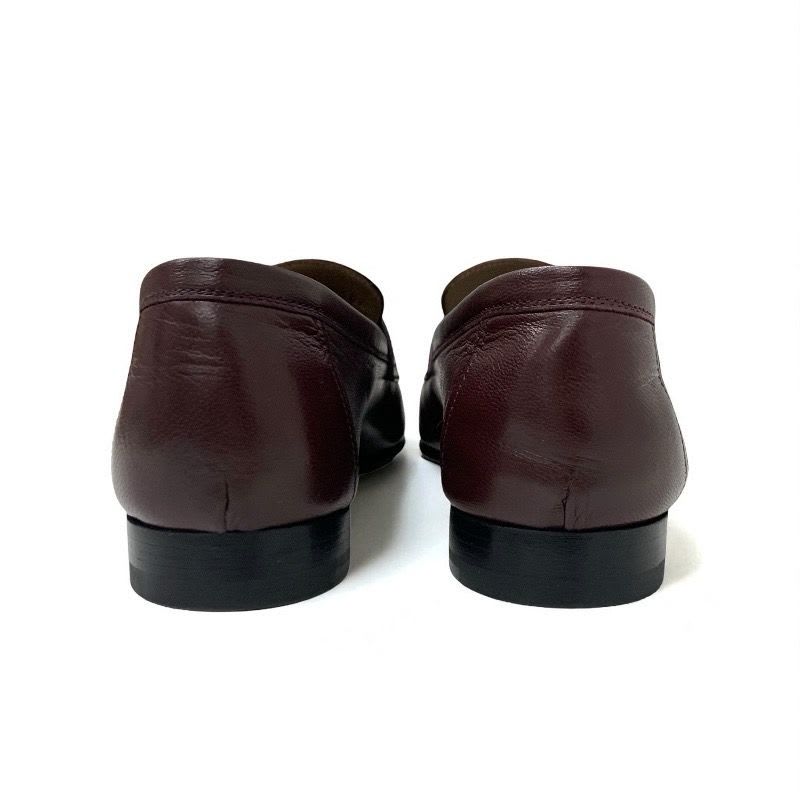 Hermes Paris Loafers Leather Shoes Burgundy Hhardware Moccasins — view 5