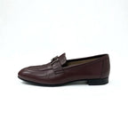 Hermes Paris Loafers Leather Shoes Burgundy Hhardware Moccasins — view 3