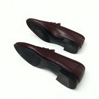 Hermes Paris Loafers Leather Shoes Burgundy Hhardware Moccasins — view 6