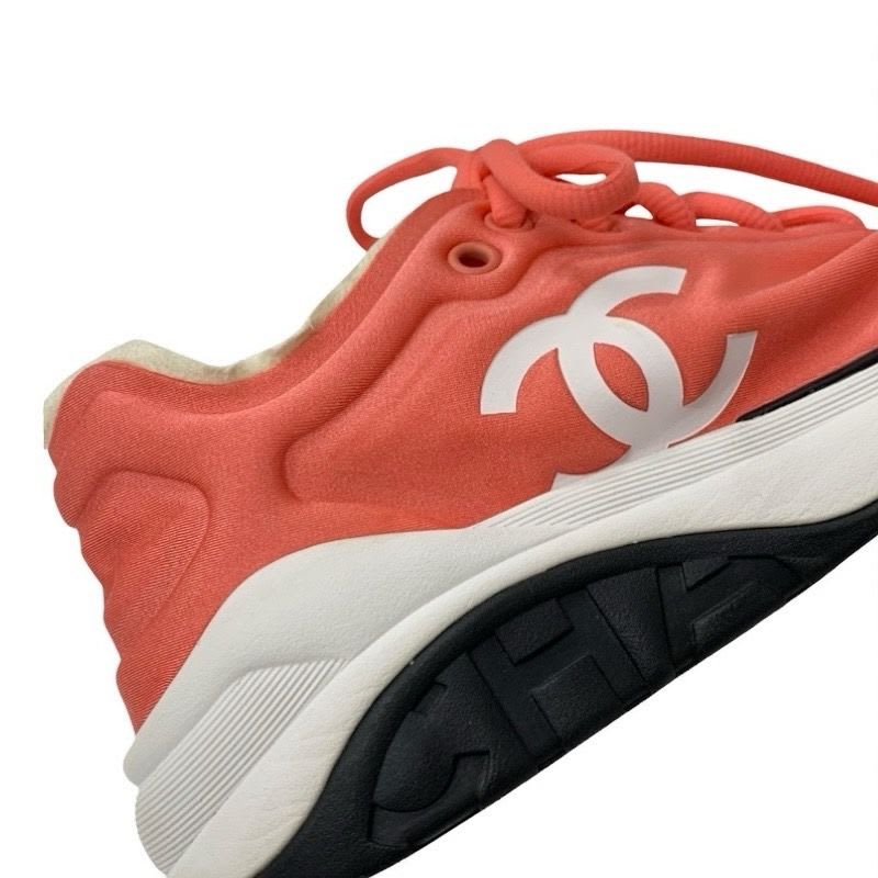 Chanel Sneakers Shoes Fabric Pink White Coco Mark — view 9