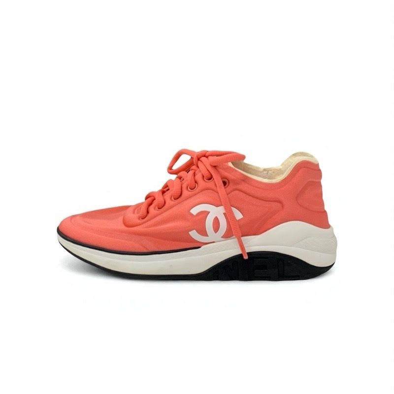 Chanel Sneakers Shoes Fabric Pink White Coco Mark — view 3