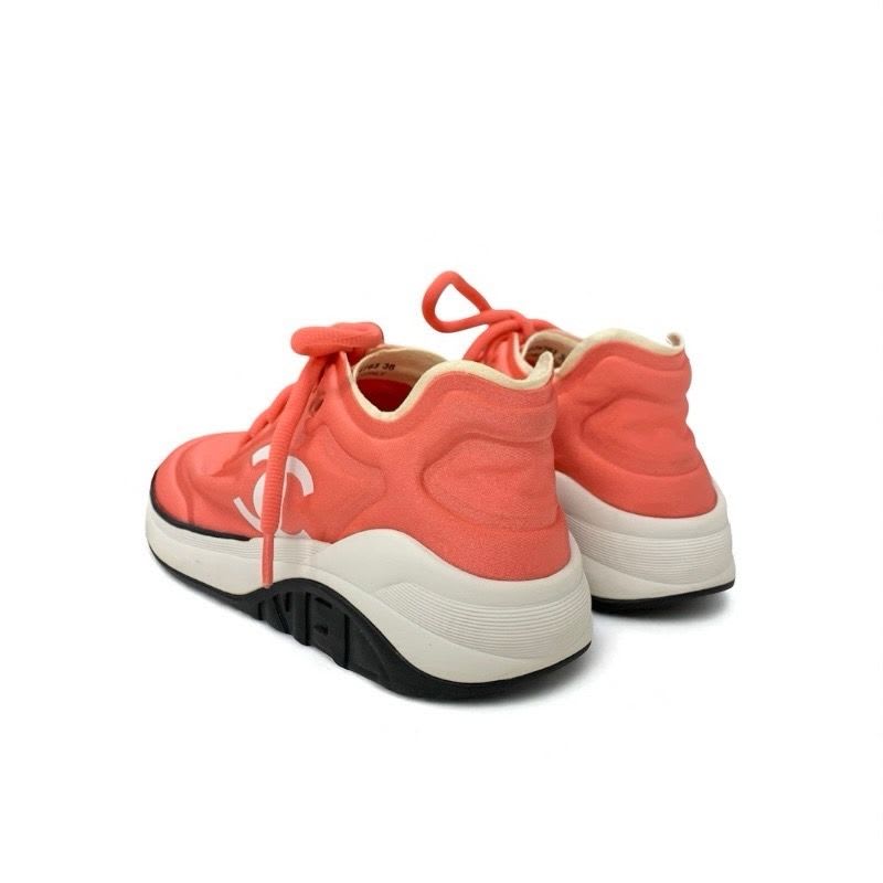 Chanel Sneakers Shoes Fabric Pink White Coco Mark — view 4