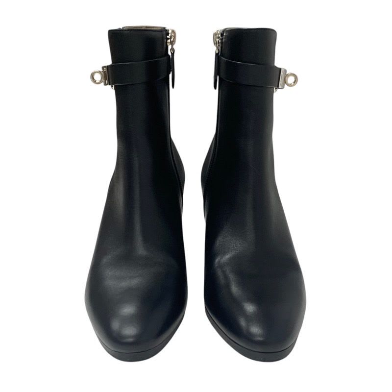 Hermes Saint Germain Boots Short Shoes Leather Black Silver Kelly Hardware — view 2