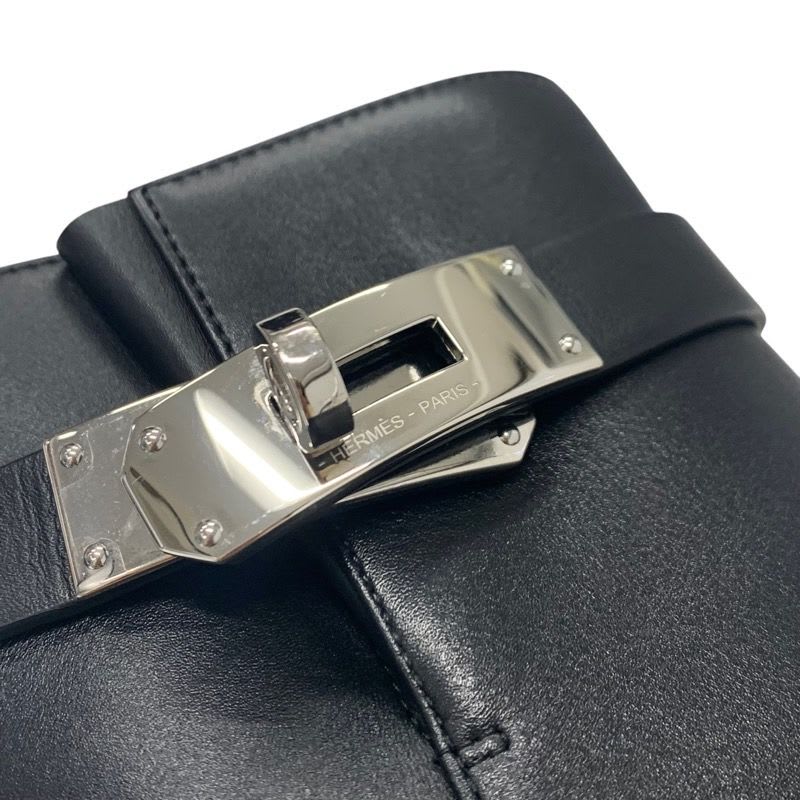 Hermes Saint Germain Boots Short Shoes Leather Black Silver Kelly Hardware — view 9