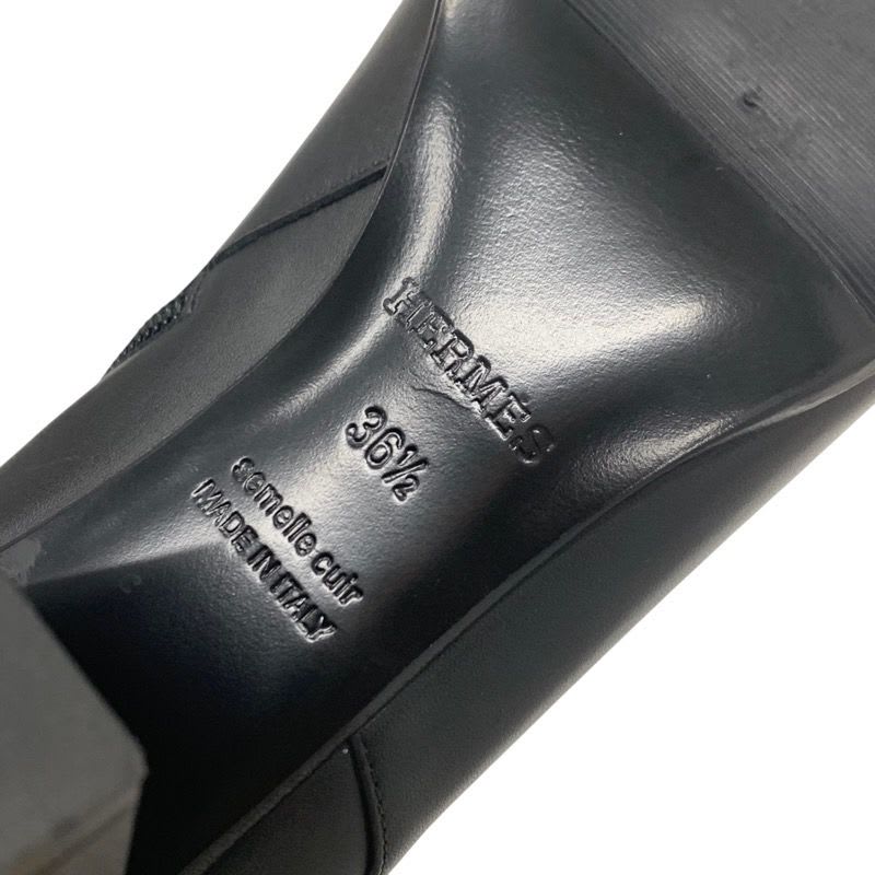 Hermes Saint Germain Boots Short Shoes Leather Black Silver Kelly Hardware — view 8