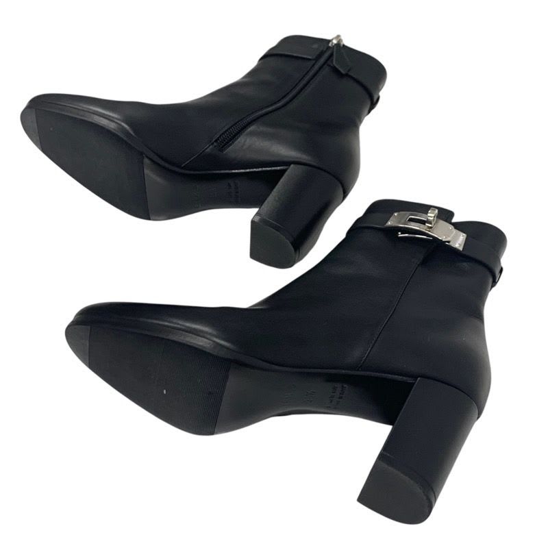 Hermes Saint Germain Boots Short Shoes Leather Black Silver Kelly Hardware — view 6