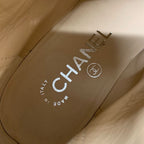 Chanel Boots Short Shoes Suede Beige Silver Coco Mark Chain — view 7