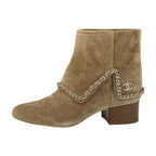 Chanel Boots Short Shoes Suede Beige Silver Coco Mark Chain — view 3