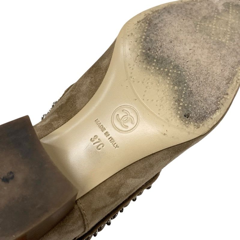 Chanel Boots Short Shoes Suede Beige Silver Coco Mark Chain — view 8