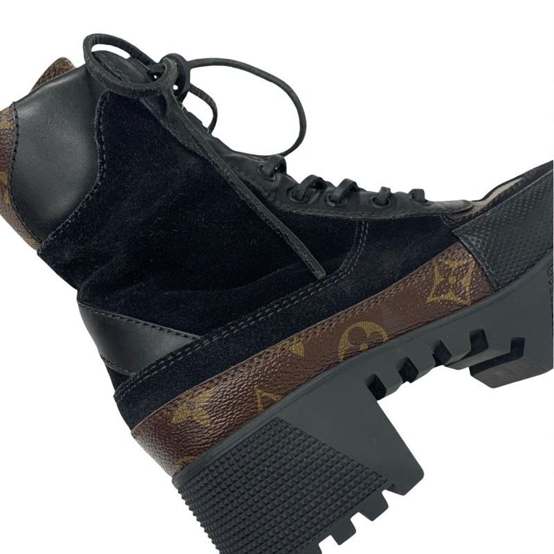 Louis Vuitton Laurie Line Monogram Boots Short Shoes Suede Leather Black — view 9