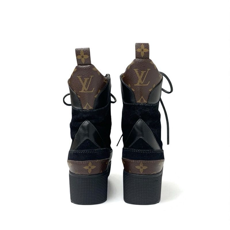 Louis Vuitton Laurie Line Monogram Boots Short Shoes Suede Leather Black — view 5