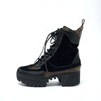 Louis Vuitton Laurie Line Monogram Boots Short Shoes Suede Leather Black — view 3