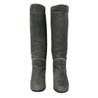 Chanel Boots Long Shoes Leather Shearling Gray Coco Mark — view 2