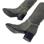 Chanel Boots Long Shoes Leather Shearling Gray Coco Mark — view 6