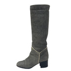 Chanel Boots Long Shoes Leather Shearling Gray Coco Mark — view 3
