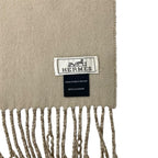 Hermes Recto Verso Cashmere Brown Beige Scarf Shawl Logo — view 6