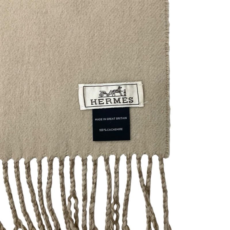 Hermes Recto Verso Cashmere Brown Beige Scarf Shawl Logo — view 6