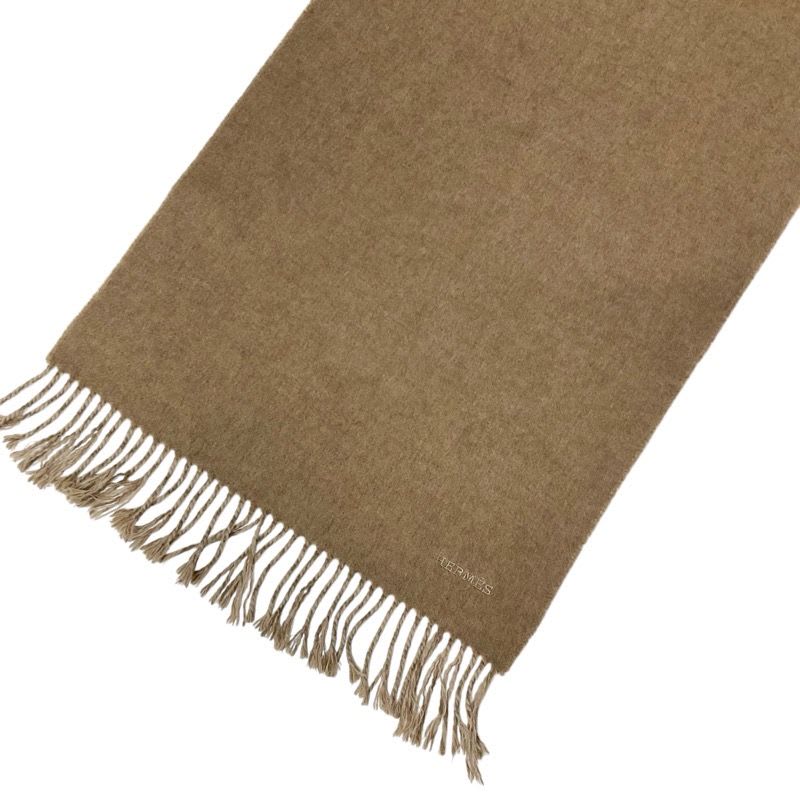 Hermes Recto Verso Cashmere Brown Beige Scarf Shawl Logo — view 3
